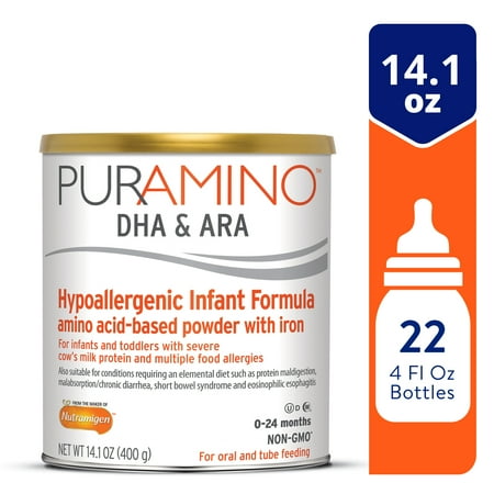 UPC: 0300875104804 | PurAmino Hypoallergenic Infant Drink for Severe Food Allergies Omega-3 DHA Iron Immune Support Powder Can 14.1 Oz