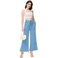 thumbnail image 6 of Wide Leg Pants for Women Ladies Fashion Loose Casual High Waist Palazzo Pants with Pockets,Small,Blue, 6 of 7