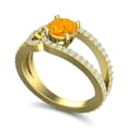 thumbnail image 2 of 2.50 Ct Round Shape Natural Diamond & Citrine Gemstone Sparkle Anniversary Ring for Women Solid 14K Yellow Gold Size 3.5 by Diamond-Capitals, 2 of 8