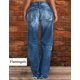 thumbnail image 2 of Jeans de pierna recta para mujer Dobladillo sin rematar rasgado Talle bajoAzul marinoPequeño, 2 of 5