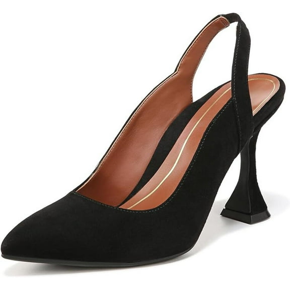 Vionic Adalena Women's Slingback Heeled Dress Shoe – Black Suede, Orthotic Comfort  Support
