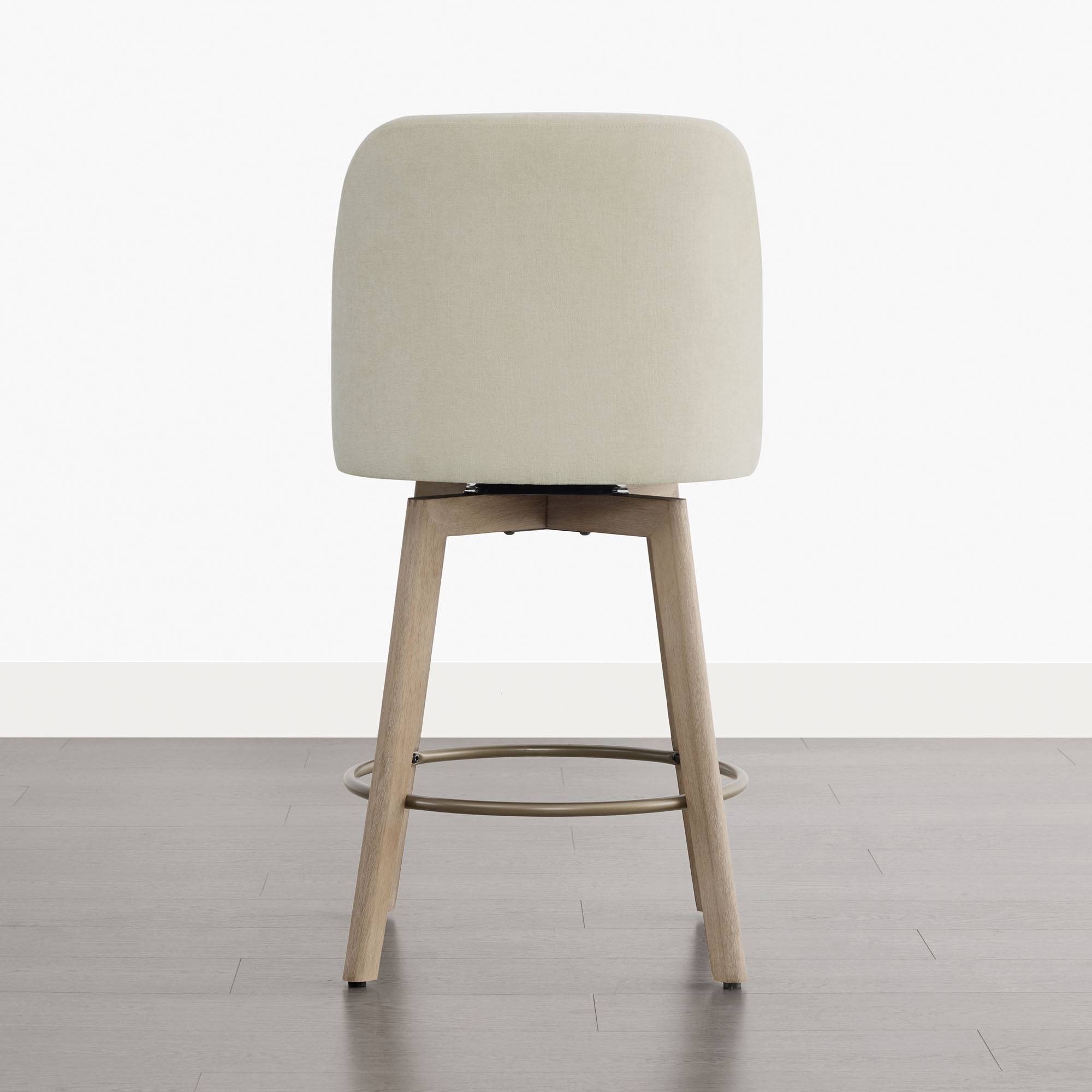Spruce & Spring Modern Swivel Counter Stool with Upholstered Seat and Rounded Back for Kitchen or Bar Set of 2, Sand