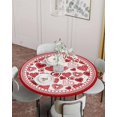 thumbnail image 2 of Valentine Day Heart Seamless Tablecloth Fitted Waterproof Table Cover,Abstract Romantic Love Elastic Edged Washable Boho Style Table Cloths for Kitchen Dinning Picnic Party Decor 45-52in, 2 of 6