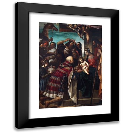 Jacopo Ligozzi 11x14 Black Modern Framed Museum Art Print Titled - Adoration of the Magi (1597)