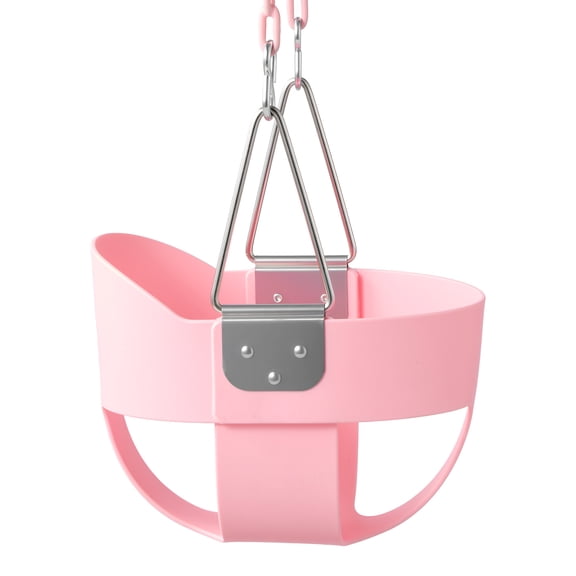 KFFKFF Toddler Swing 300 lbs Capacity, High Back Full Bucket Baby Swing Seat in Pink,Suitable for Outdoor & Indoor Playgrounds,Durable Coated Chains with Carabiners,Pre-Assembled Seat for Kids Age 3