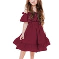 thumbnail image 3 of XQYLOS Robe de Fête pour Filles Préadolescentes Épaules Dénudées Formelle Mariage à Volants Princesse Robe de Bal Retour à la Maison Soirée, 3 of 8