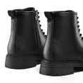 thumbnail image 4 of LuckLilac Kids Combat Boots Girls Classic Ankle Booties Side Zipper Waterproof Shoes for School Outdoor,Black PU 13M, 4 of 7