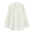 thumbnail image 3 of Oplxuo Women's Boho Ruffle Trim Tie Front Top Chiffon Shirt Long Sleeve Chifffon Blouse Tunic Tops, 3 of 5