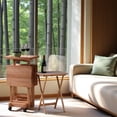 thumbnail image 4 of Natural Wood 6 Piece TV Trays Set Featuring Four Folding Snack Tables, Removable Serving Tray, and Rolling Storage Stand with Locking Wheels, 4 of 8