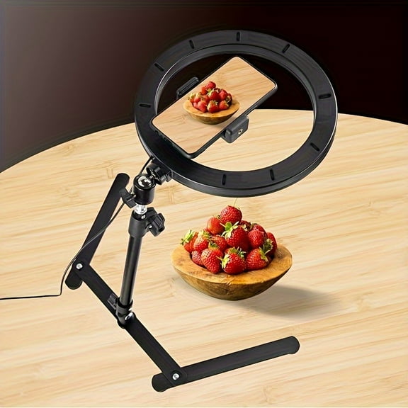 10-Inch Macro Photography Stand with LED Light - Adjustable Tripod for Close-Up Photography of Strawberries and Other Small Objects, No Battery Needed, ≤36V Power Mode