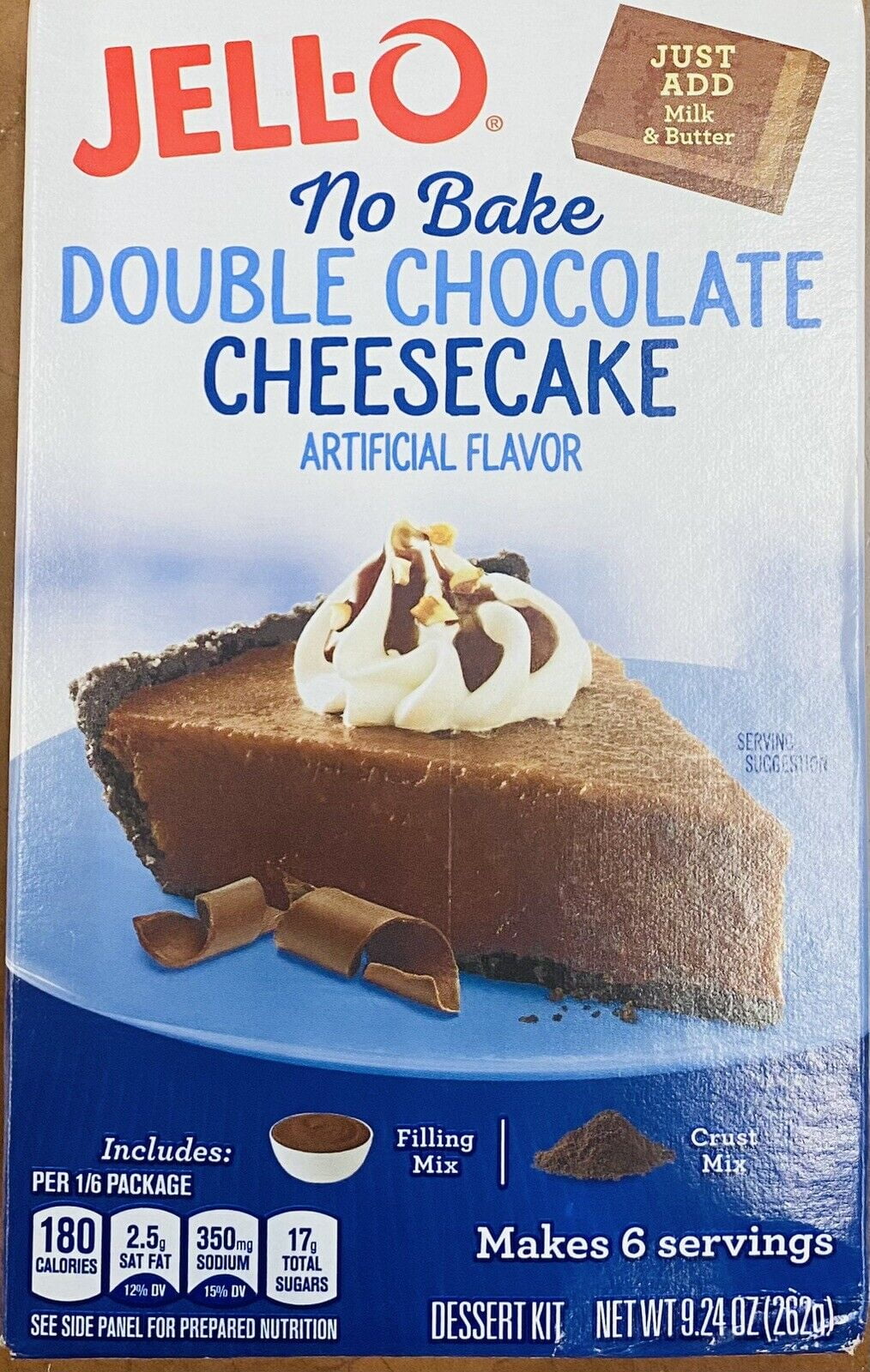 Jello No Bake DOUBLE CHOCOLATE CHEESECAKE Jell-O - 9.24 oz Box