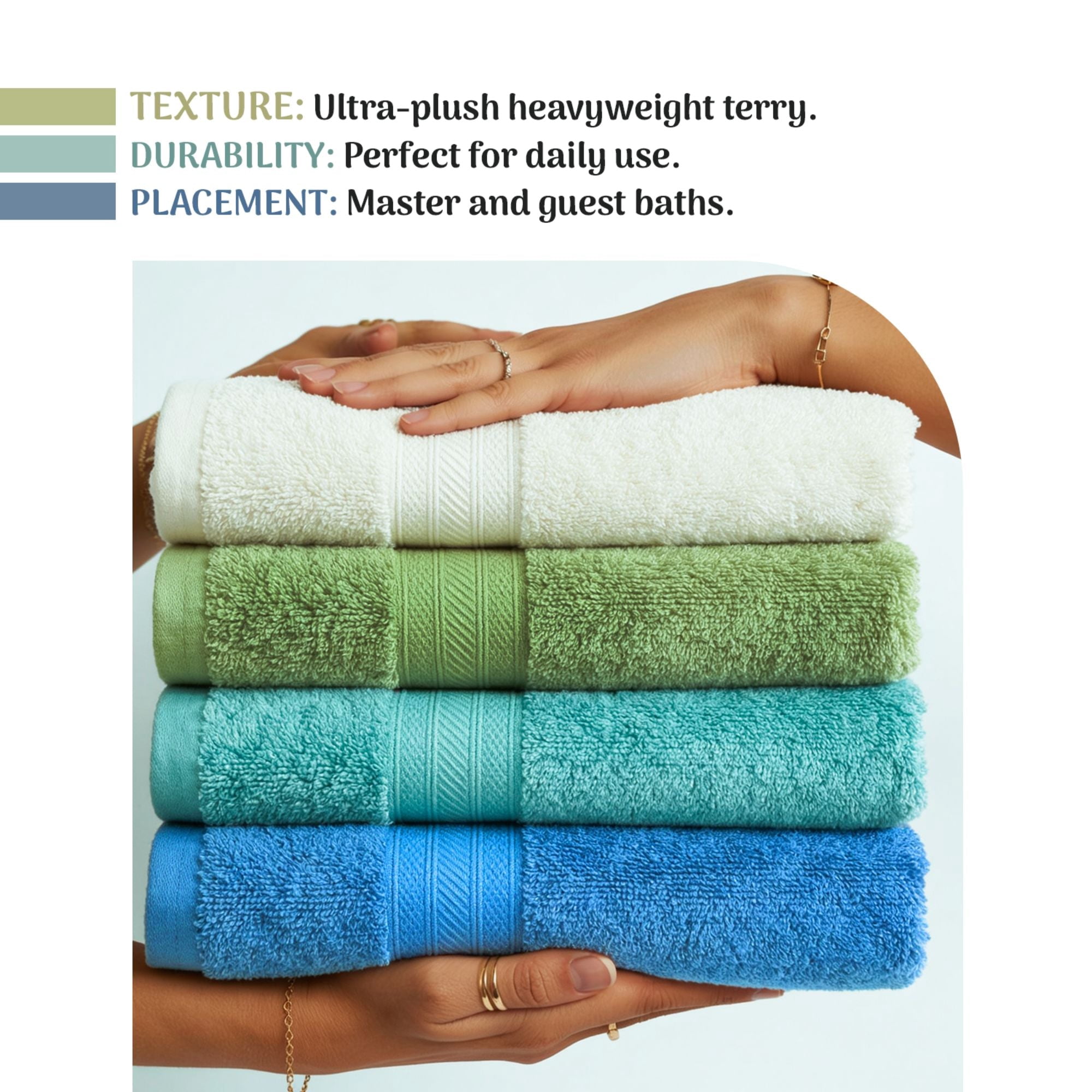 Superior Atlas Heavyweight Plush 3 Piece Cotton Towel Set, Blush