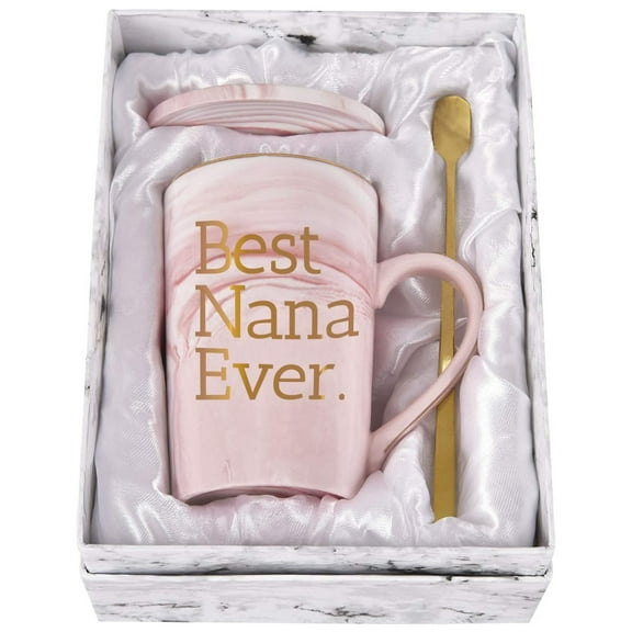 Gifts for Grandma - Futtumy Best Nana Ever Mug, Mothers Day Gifts, Christmas Gifts, Birthday Gifts, Grandma Coffee Mugs Gifts, Pink 14 fl oz Coffee Mugs Ceramic Mug Tea Cup