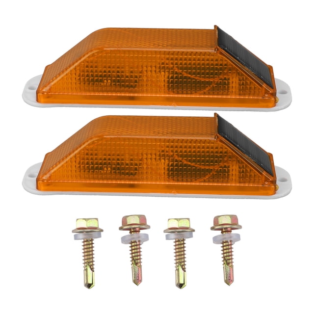 2pcs Solar Strobe Warning Light LED Warning Lamp High Bright Waterproof Light Control Flashing Beacon Barricade Construction Safety Traffic Light Yellow