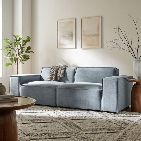 Restore 2-Piece Performance Fabric Upholstered Modular Loveseat in Sky Blue