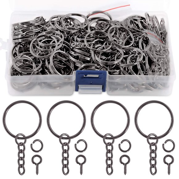 Juego de llaveros Jewelry Finding Swepeet, 450 unidades, 25 mm, color negro oscuro