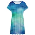 thumbnail image 3 of Green Turquoise Teal Blue Abstract Texture Sundress Short Sleeve Dress Summer Women Clothes Dress for Women Dresses, 3 of 7