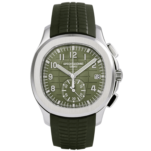 Specht & Sohne Mens Green Dial Silver Case Chronograph Round Casual Wristwatch 1SEKO1153A.jpg main image 4