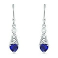thumbnail image 3 of Blue Apple Jewelry Co. Heart Triquetra Earrings Simulated Blue Sapphire 925 Sterling Silver, 3 of 5
