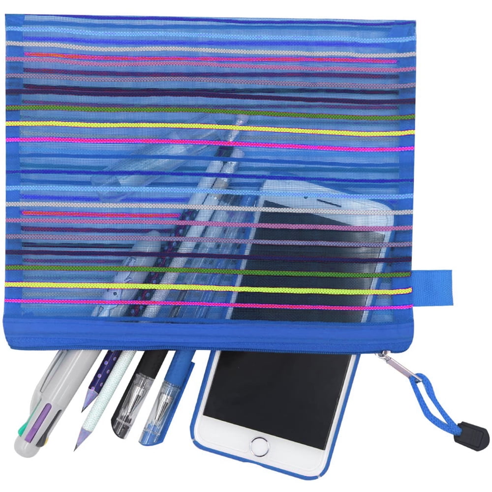 MUKA 24PCS Rainbow Striped Zipper Pouch Waterproof Storage Bags Pencil Case for Travel Cosmetic Toiletry Puzzle Organizing-Green-A6