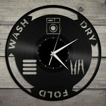 Amblelife Wash Dry Fold Repeat Vinyl Wall Clock Unique Gift for Friends Home Decoration Vintage Design Office Bar Room Home Decor