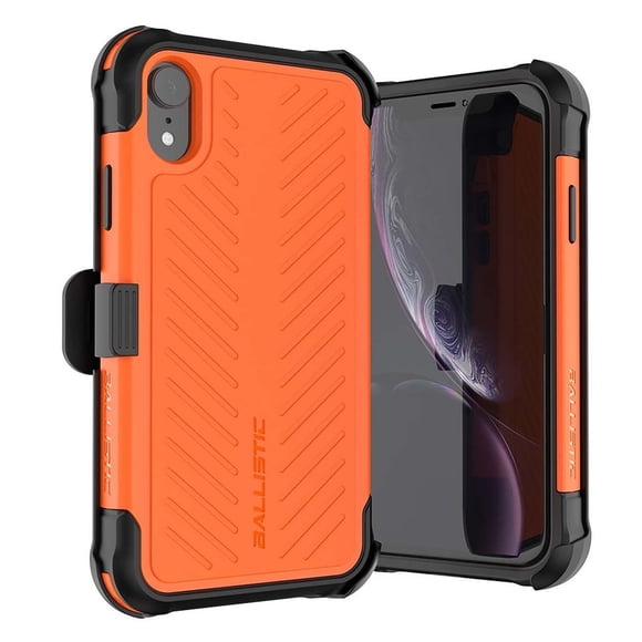 Funda BALLISTIC TJ Maxx para iPhone XR Naranja Protector Uso Rudo con Clip y Mica Ballistic