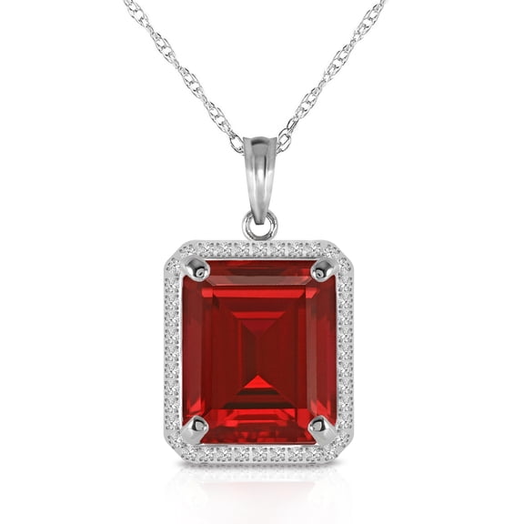Galaxy Gold 14K White Gold 8.00 Carat Natural Diamonds and Ruby Pendant Necklace - July Birthstone - Passion & Protection - 16" to 24" - Fine Jewelry for Women