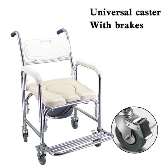 Multifunction Rolling Shower Chair & Mobile Commode Toilet Wheelchair for Elderly, Disabled, and Patient Care