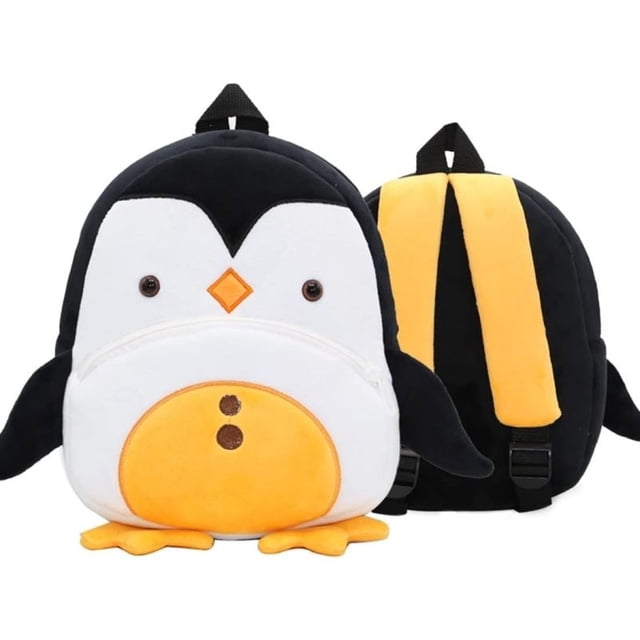 Mochila para niños y niñas, linda y suave mochila pequeña con dibujos de animales de peluche para niños de 1 a 6 años (pingüino)