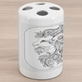 thumbnail image 1 of Zodiac Ceramic Toothbrush Holder, Visage of Zodiac Sign Leo with Flowers on Hair the King of Forest Horoscope Theme, Versatile Countertop for Bathroom, 4.5" X 2.7", Black White, by Ambesonne, 1 of 4