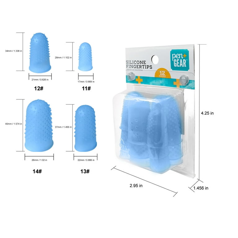 Pen + Gear Silicone Finger Protector Thumbs Cover Fingertip Gloves,Translucent Blue, 12 Count, 28.5g