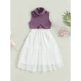 thumbnail image 2 of Bagilaanoe 2Pcs Toddler Baby Girls Skirt Set Sleeveless Turtleneck Vest Tops +Dots Tulle Patchwork Skirt 6M 12M 24M 3T 4T 5T Kids Casual Outfits, 2 of 8