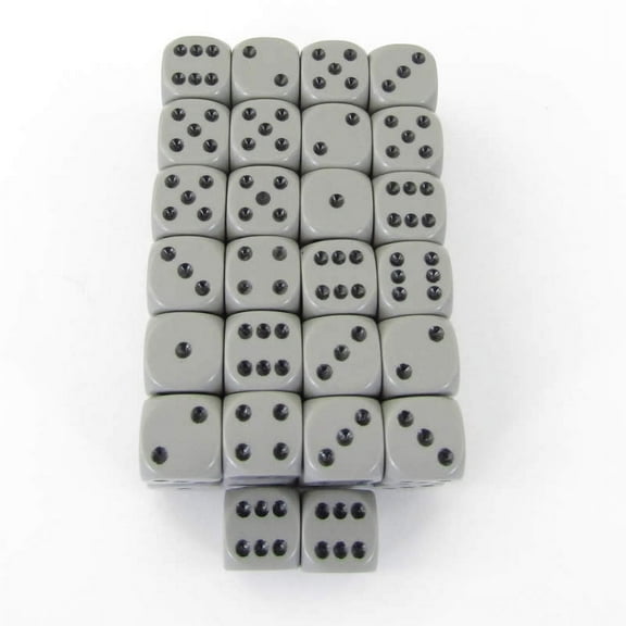 Dark Grey Opaque Dice with Black Pips D6 12mm (1/2in) Bulk Pack of 50 Wondertrail