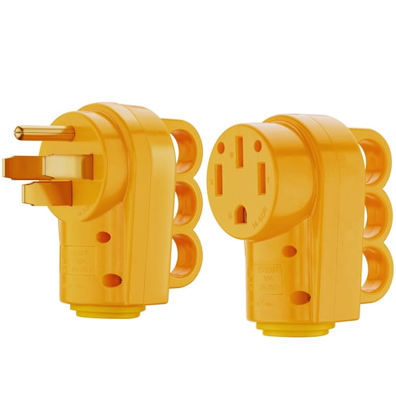 Kohree RV Plug 50 Amp Male & Female Replacement Set, Heavy Duty, Ergonomic Grip Handle, Replacment Plug for Camper, Caravan, Motorhome, Van, Yellow