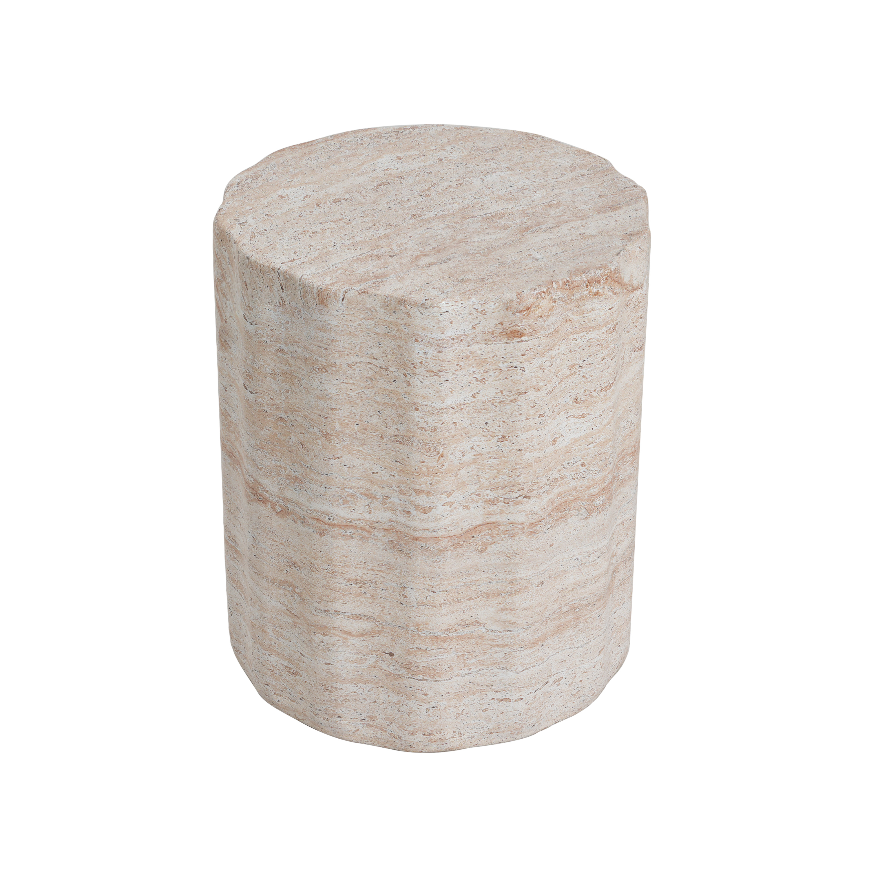 Side Table, Outdoor Indoor Lightweight Concrete Table for Patio Balcony Garden, Travertine Finish