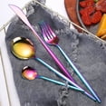 thumbnail image 3 of XmhyTop Juego de cubiertos, 16 piezas de cuchillos, cucharas y tenedores de acero inoxidable para el hogar, la cocina y el restaurante, pulido espejo, apto para lavavajillas (dorado), 3 of 5