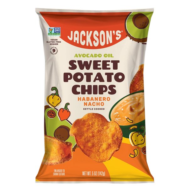 Jackson’s Sweet Potato Kettle Chips Avocado Oil Variety Pack made with Premium Oils (1.5 oz, Pack of 10) Sea Salt, Ranch, BBQ, and Habanero Nacho Flavors - Allergen-friendly, Gluten Free, Ve