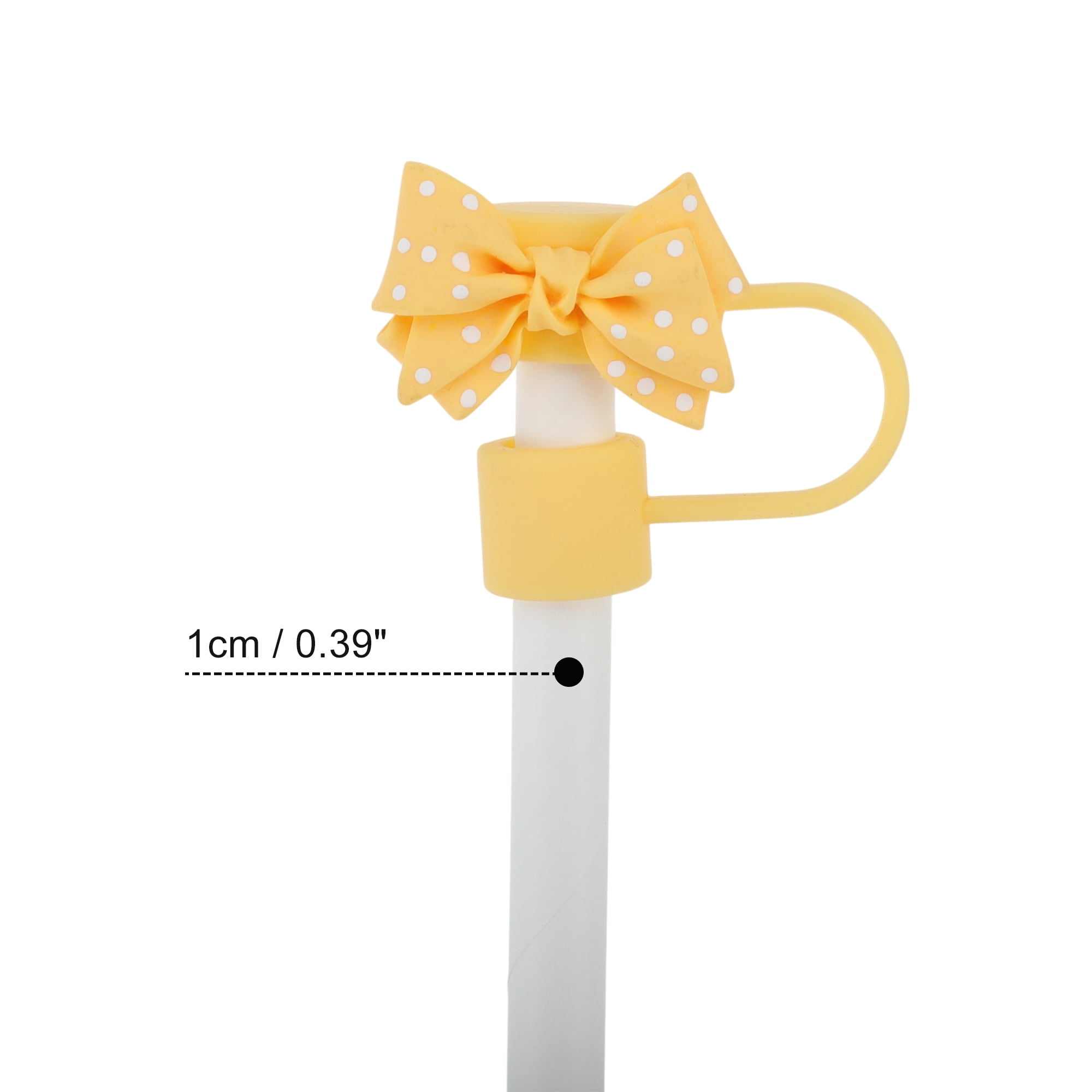 Unique Bargains Spotted Butterfly Silicone Straw Cover Cap Set of 4 Yellow