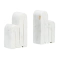 thumbnail image 6 of Sculptural Marble Swirly Book Ends for Bookshelf Decor - Modern Bookends for Office, Shelves, and Living Room Decor - Decorative Library Accessories for Reading Nook - Set of 2, 6", White, 6 of 10