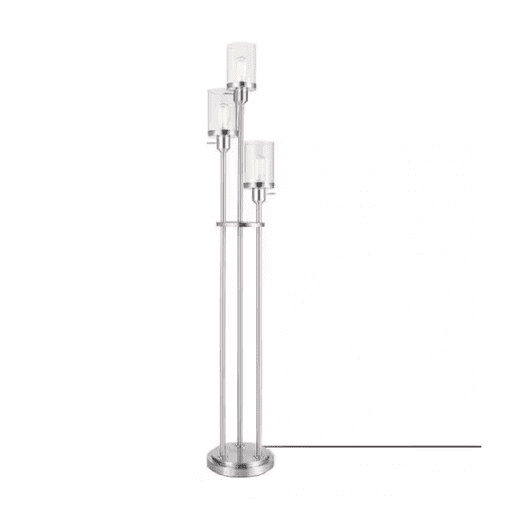 Open Box Hampton Bay 61000029 Sutton Place 62.5 in. Brushed Nickel 3-Light Tree Floor Lamp