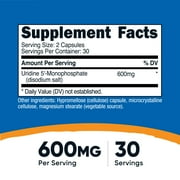 Nutricost Uridine Monophosphate 60 Capsules, 600 mg per Serving - Vegan, 30 Servings
