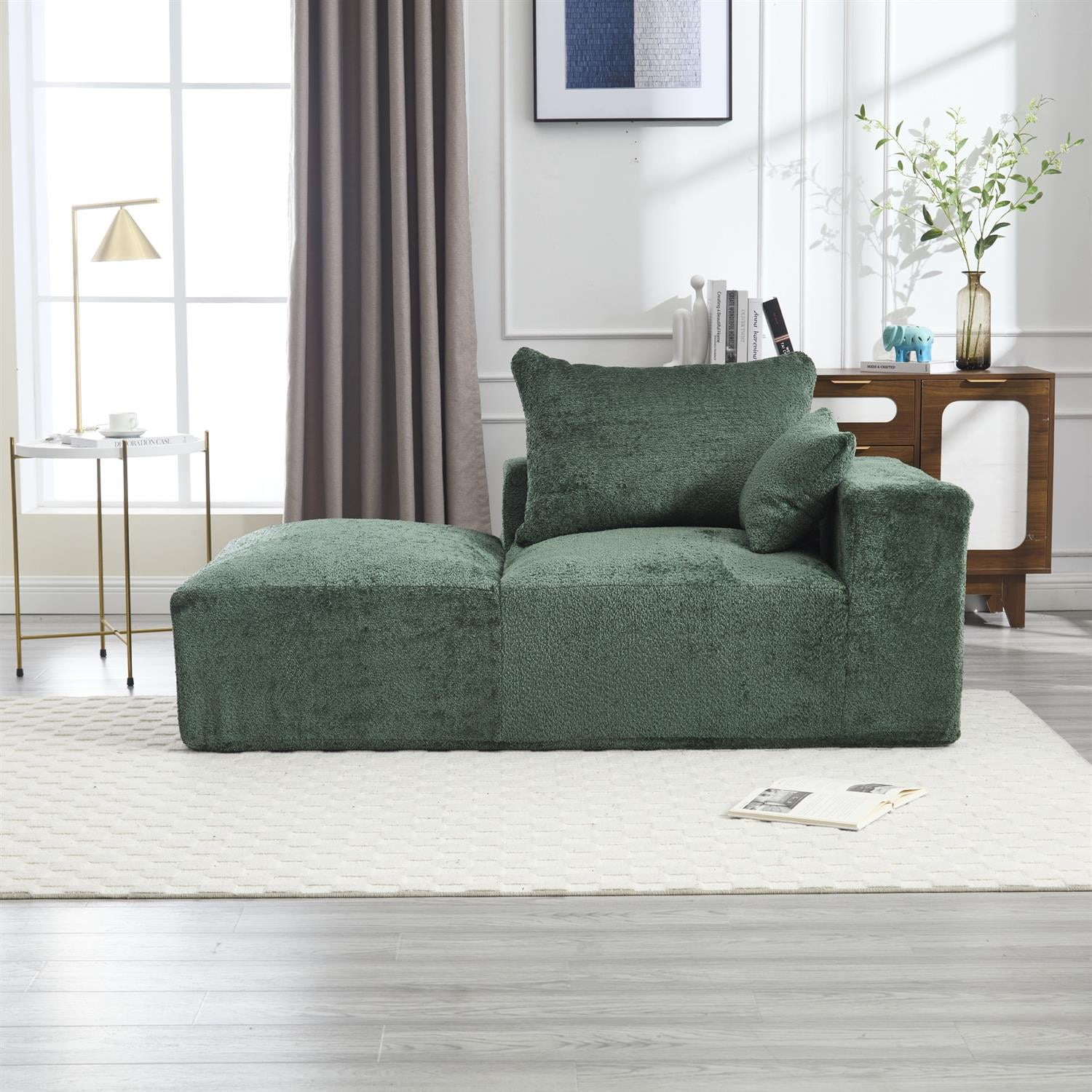 Demi Bonn 67" Memory Foam 2-Seater Sofa, Comfy Chenille Fabric Couch, No Assembly Needed, Portable Modern Deep Seat for Living Room, Bedroom, Apartment, Green