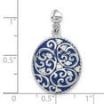 thumbnail image 5 of Auriga Fine Jewelry 925 Sterling Silver Swirl Blue Enamel CZ Oval Pendant for Women(L- 29.1mm, W- 16.9mm), 5 of 6