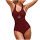 thumbnail image 5 of Bikini de Corte Alto de Mujer de Color Sólido con Cojín de Pecho, Correa sin Espalda Sexy sin Soporte de Acero, 5 of 7