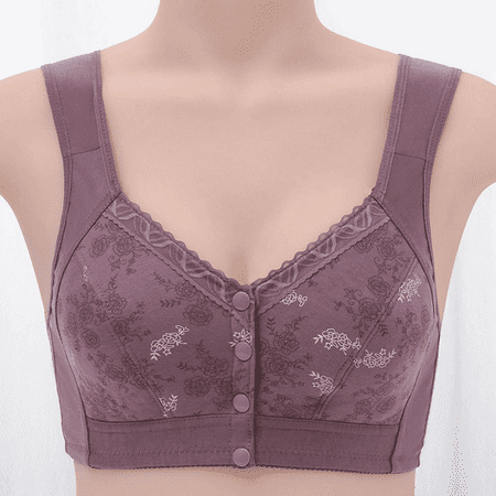 Fulorrnie Bras for Women Maternity No Underwire Push Up Supportive Front Closure Seamless Comfort Bra Purple 46