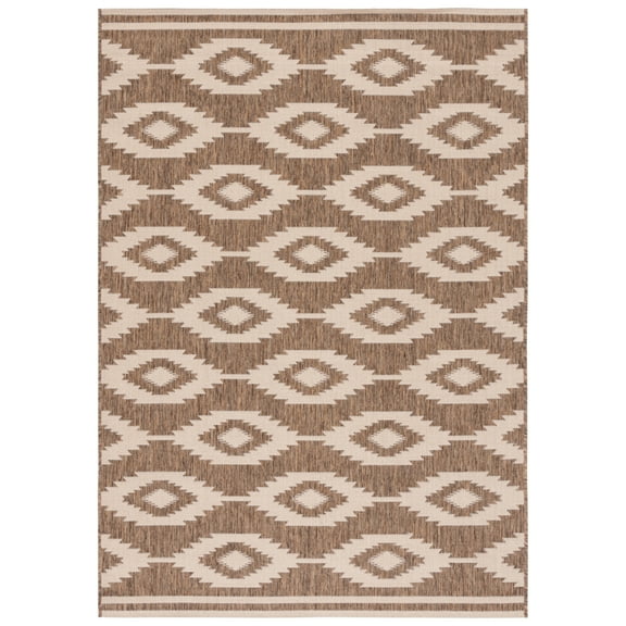 SAFAVIEH Beach House Vasiliki Geometric Indoor/Outdoor Area Rug, Cream/Beige, 5'3" x 7'6"
