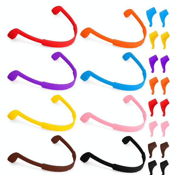 ELDORIX 2026 New 8 Pack Kids Eyeglasses Sunglasses String Strap Glasses Band Holder Eyewear Retainer,Silicone Elastic Sports Toddlers Glasses Strap with Ear Grip Hooks,8 Colors