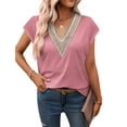 thumbnail image 4 of Fantaslook Lace Womens Blouses Cap Sleeve V Neck T Shirts for Women Summer Casual Tops, 4 of 9