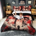 thumbnail image 3 of meiyoeat Samurai Japanese Dragon Full Size Comforter Sets for Boys, Galaxy Cherry Blossoms Bedding Comforter Set, Dark Crimson, Black Reversible, 3 Pieces, 1 Comforter and 2 Pillowcases, 3 of 6