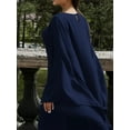 thumbnail image 5 of Women's Round Neck Maxi Dress with Flowing Cape Sleeves 100% Polyester Elegant Floor Length Chic Dress for Evening Wear, 5 of 15